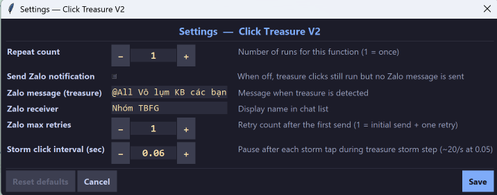 Attack Arena settings